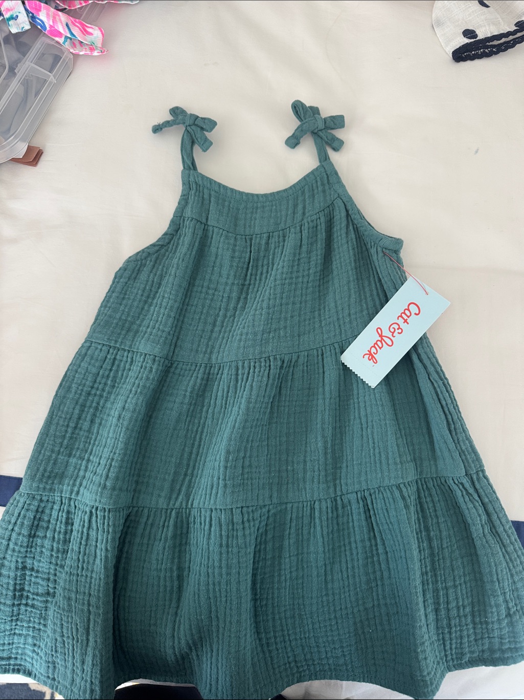 Cat & Jack Teal Tiered Tie-Strap Girls Dress